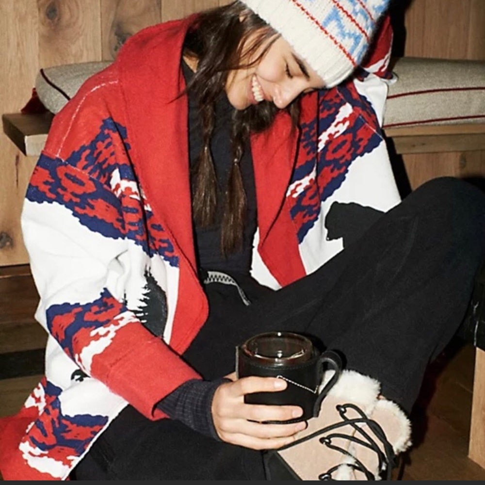 FREE PEOPLE Movement All Team Cardigan Winter Combo Women's Sz M Fits Like L/XL